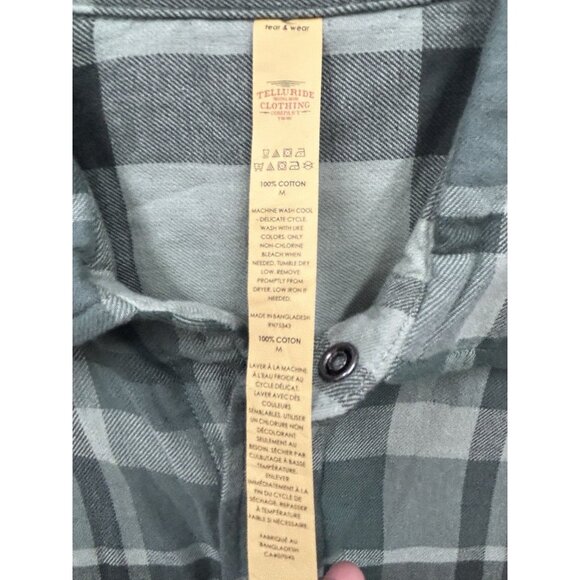 TELLURIDE Clothing Co Reversible Mens Flannel Medium Plaid Green Fall Lumberjack - Picture 8 of 8